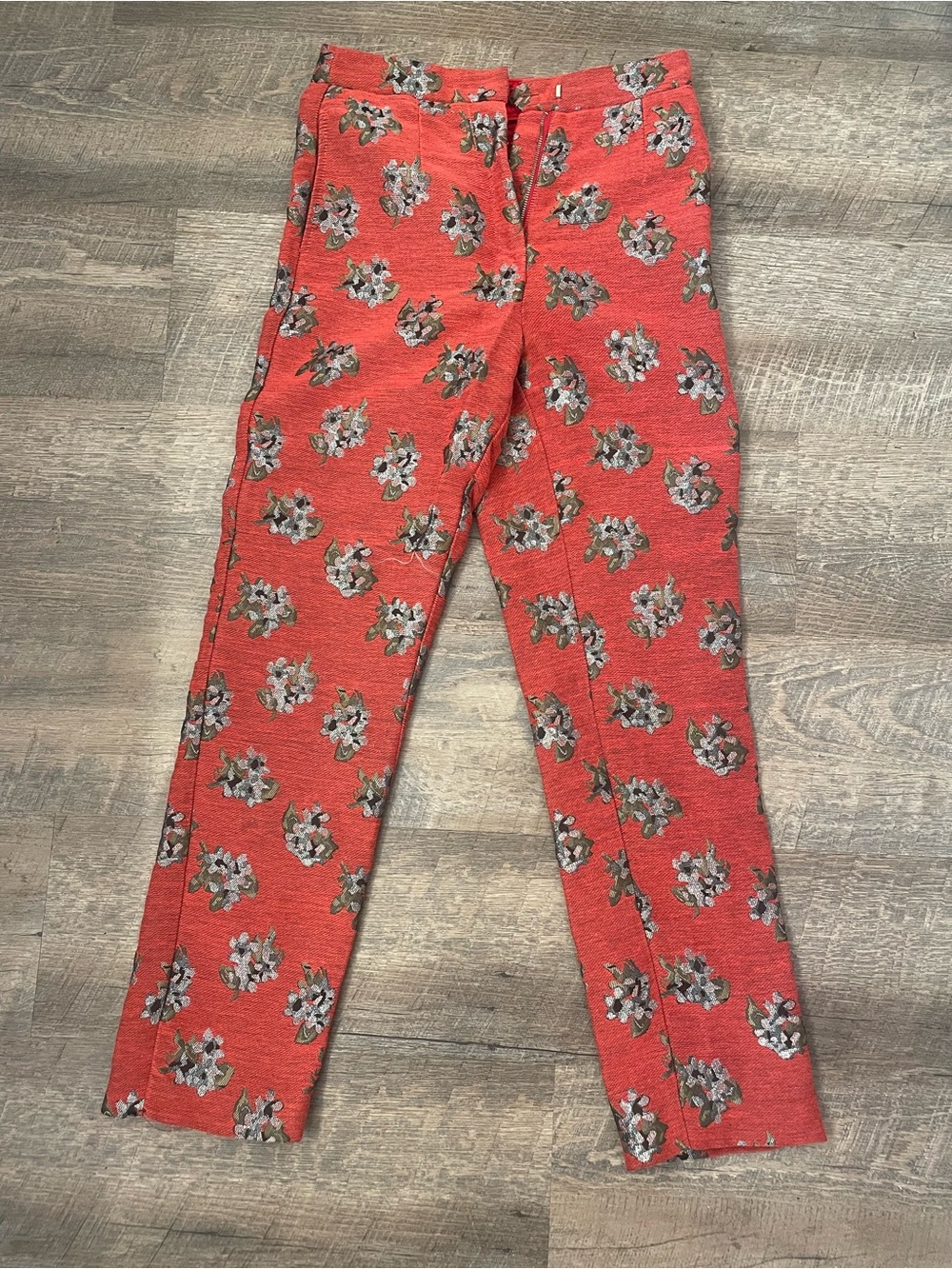 XS - cotton blend red flower slacks